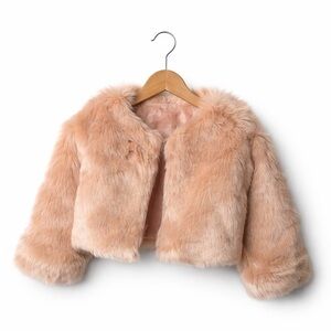 Ruum Kids Faux Fur Peach Jacket. New without tags. Size 3. Peach Faux Fur